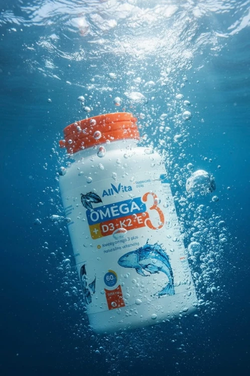 Omega 3 1000 mg (TG) D3 2000IU + K2 MK7 50 mcg + E 12 mg 90 kaps. Allvita