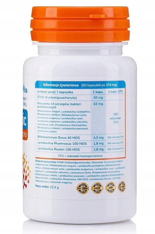 Probiotyk na jelita GR-17 + FOS 17 szczepów 60 kaps IBS SIBO Allvita