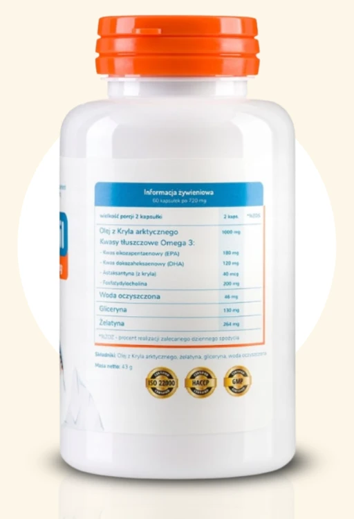 Olej z Kryla Krill Oil 500 mg 60 kapsułek Allvita 100% naturalny