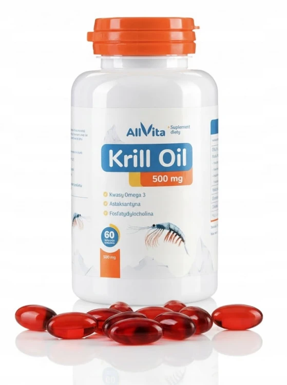 Olej z Kryla Krill Oil 500 mg 60 kapsułek Allvita 100% naturalny