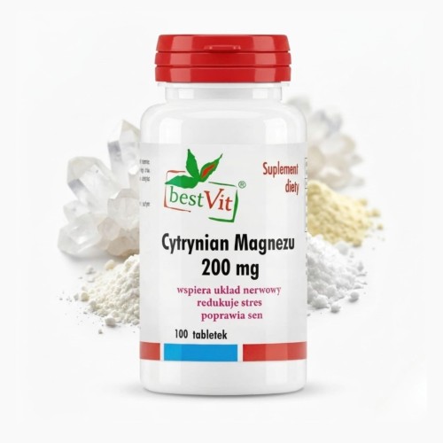 Magnez Cytrynian Magnezu 200 mg 100 tab Łagodzi Stres Lepszy Sen Bestvit.jpg