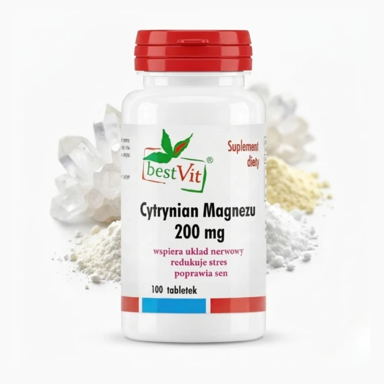 Magnez Cytrynian Magnezu 200 mg 100 tab Łagodzi Stres Lepszy Sen Bestvit.jpg