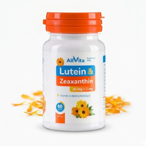 Luteina 40 mg + Zeaksantyna 2 mg 60 kap 100% Naturalna z Płatków Nagietka.jpg