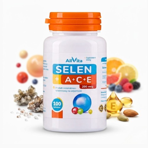 Selen 200 mcg + A+C+E 100 tab Odporność Tarczyca Allvita.jpg