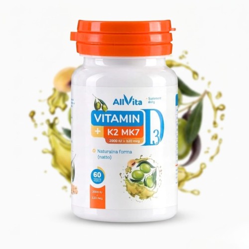 Witamina D3+K2 Mk-7 2000IU+120 mcg 60 kapsułek Allvita 100% naturalna.jpg