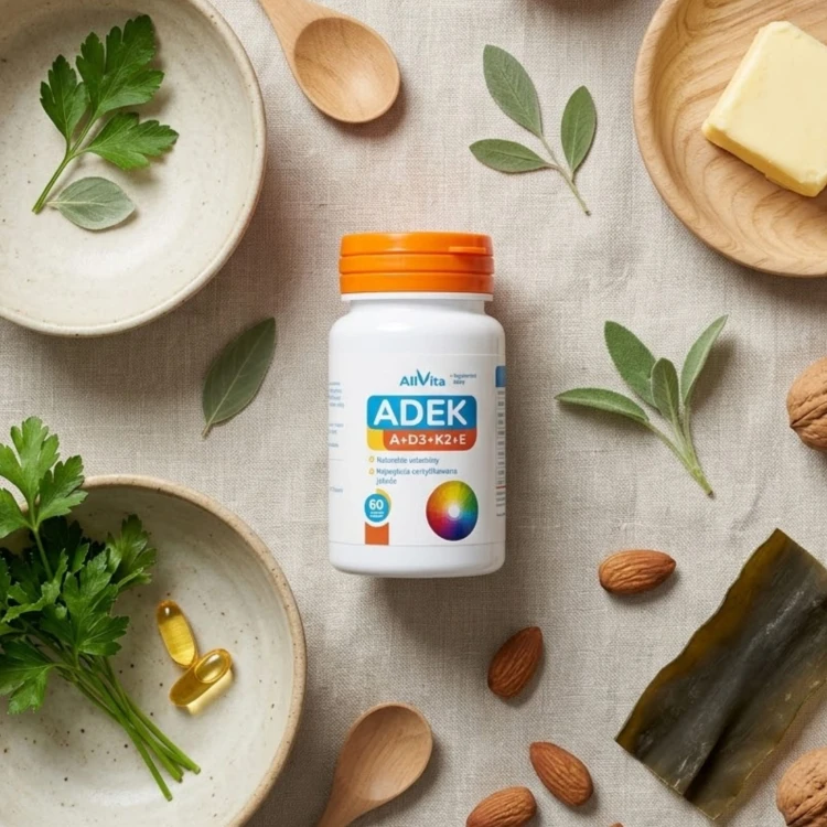 ADEK Witamina D3 + K2 MK-7 + A oraz E 60 kapsułek Naturalne 100% AllVita.jpg