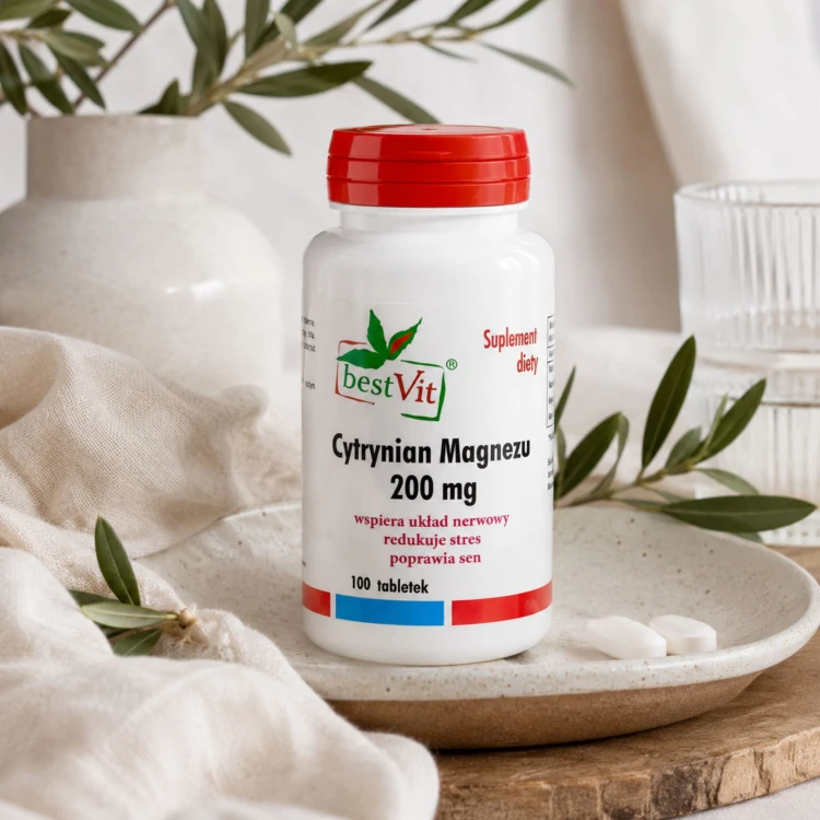 Magnez Cytrynian Magnezu 200 mg 100 tab Łagodzi Stres Lepszy Sen Bestvit.jpg