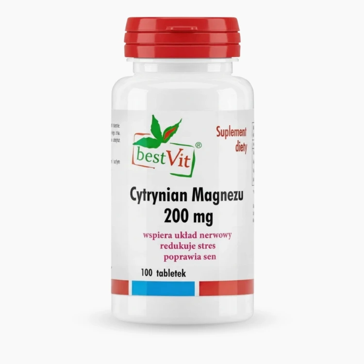 Magnez Cytrynian Magnezu 200 mg 100 tab Łagodzi Stres Lepszy Sen Bestvit.jpg