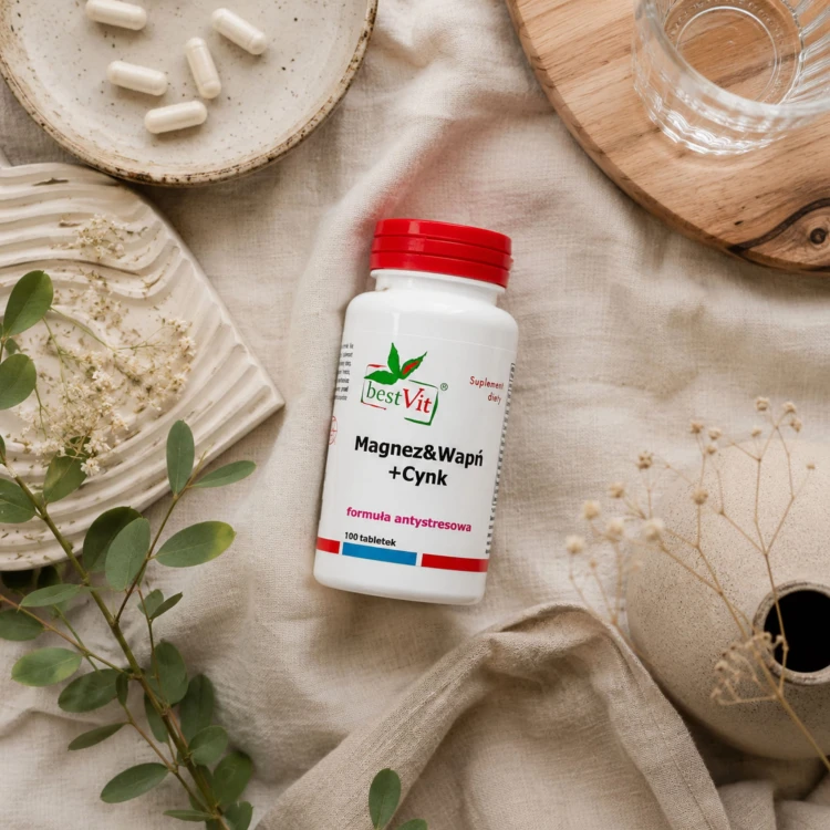 Magnez Wapń Cynk 100 tabletek formuła antystresowa Bestvit (2).jpg