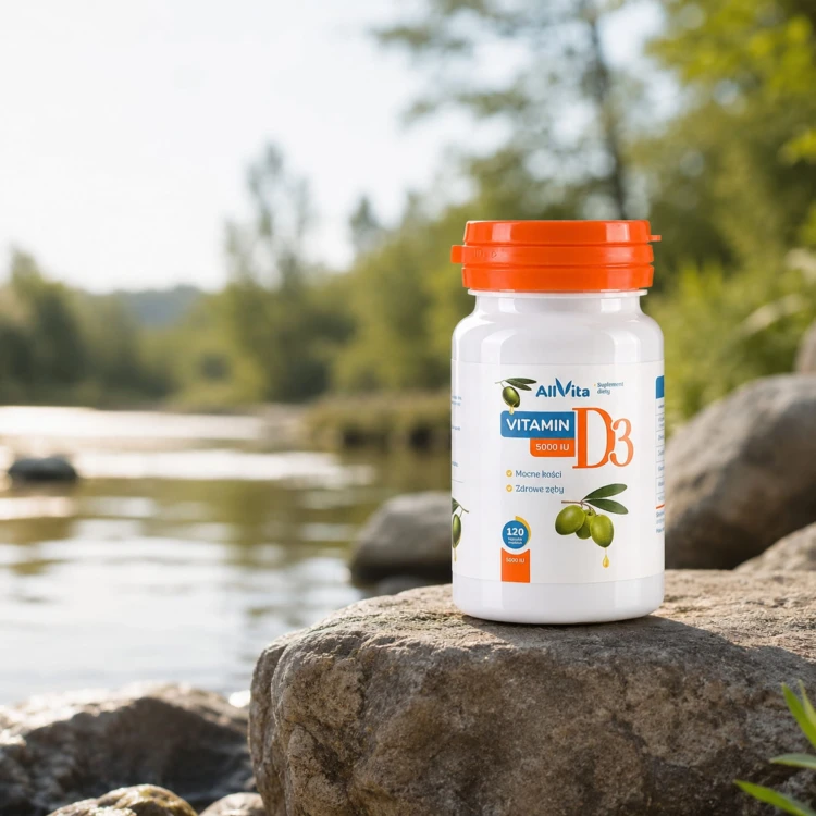 Witamina D3 5000IU 120 kapsułek z Lanoliny 100% naturalna forma Allvita (3).jpg