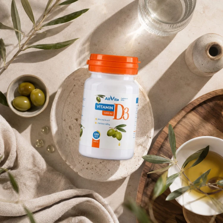 Witamina D3 5000IU 120 kapsułek z Lanoliny 100% naturalna forma Allvita (2).jpg